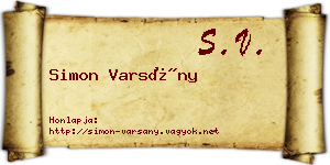 Simon Varsány névjegykártya